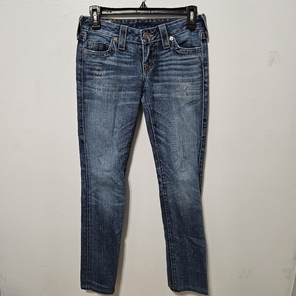 True Religion Denim - True Religion Women's Johnny Jeans Slim Straight Leg Dark Blue Sz 25 Y2k Vtg B16